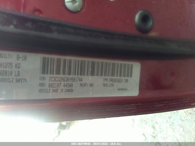 Dodge Challenger Sxt 2019 2C3CDZAG3KH501744 Image 9