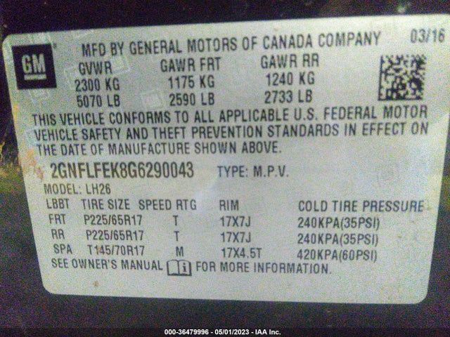 Chevrolet EQUINOX LT 2016 2GNFLFEK8G6290043 Image 11