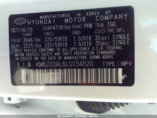 Hyundai TUCSON SEL 2020 KM8J33AL6LU154520 Image 9
