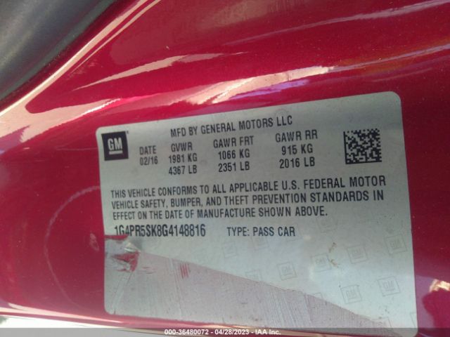 1G4PR5SK8G4148816 Buick Verano Convenience Group