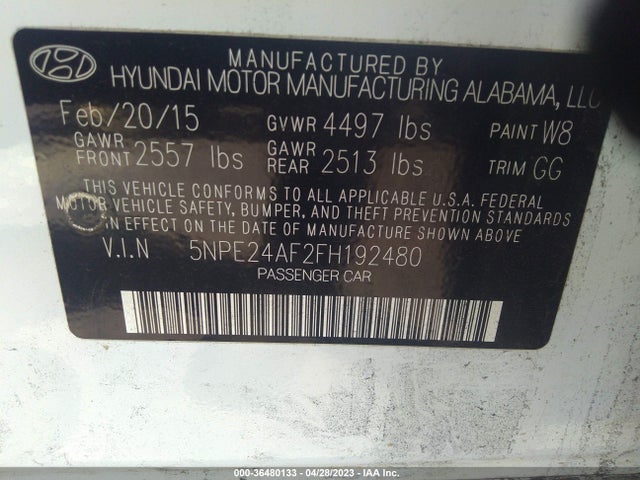 Hyundai Sonata 2.4l Se 2015 5NPE24AF2FH192480 Image 11