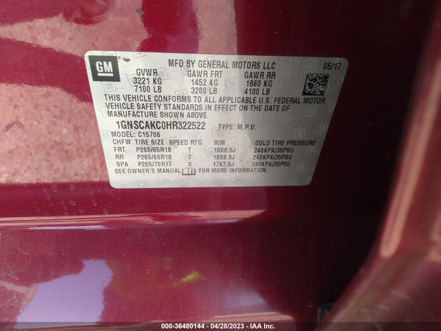 Chevrolet Tahoe Ls 2017 1GNSCAKC0HR322522 Image 10