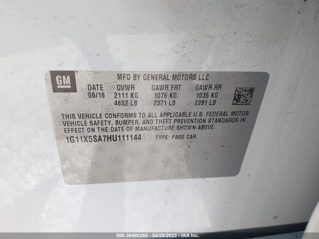 Chevrolet IMPALA LS 2017 1G11X5SA7HU111144 Image 11