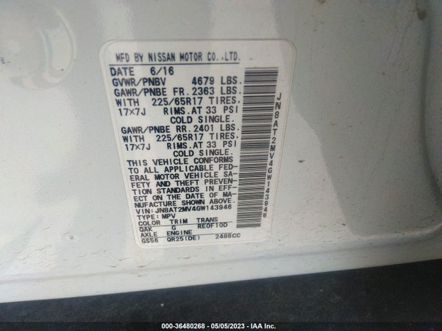 Nissan ROGUE S 2016 JN8AT2MV4GW143946 Image 11