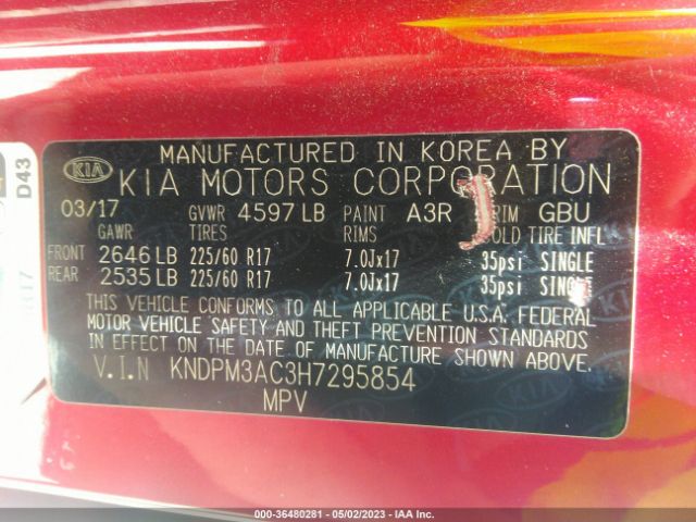 KNDPM3AC3H7295854 KIA Sportage Lx