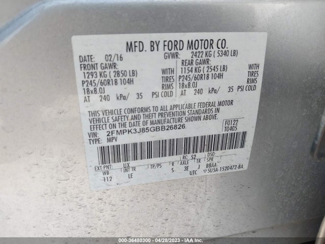 Ford EDGE SEL 2016 2FMPK3J85GBB26826 Image 10