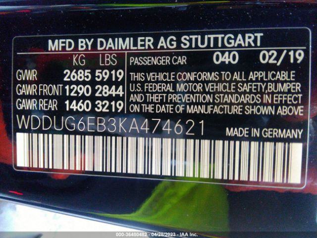 WDDUG6EB3KA474621 Mercedes-Benz S-class S 450