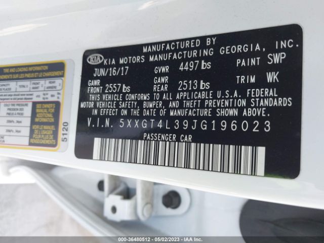 5XXGT4L39JG196023 KIA Optima Lx