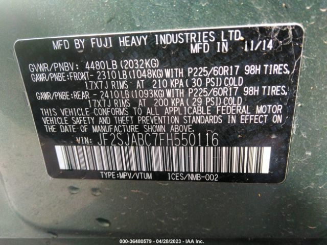 JF2SJABC7FH550116 Subaru Forester 2.5i