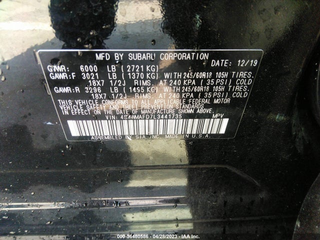 4S4WMAFD7L3441735 Subaru Ascent Premium
