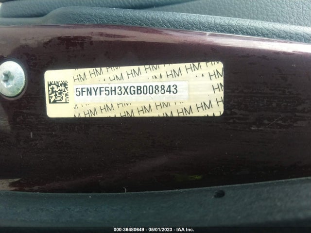 Honda Pilot Ex 2016 5FNYF5H3XGB008843 Image 9