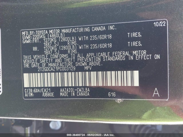 2023 Lexus NX, VIN: 2T2GDCAZ1PC003129