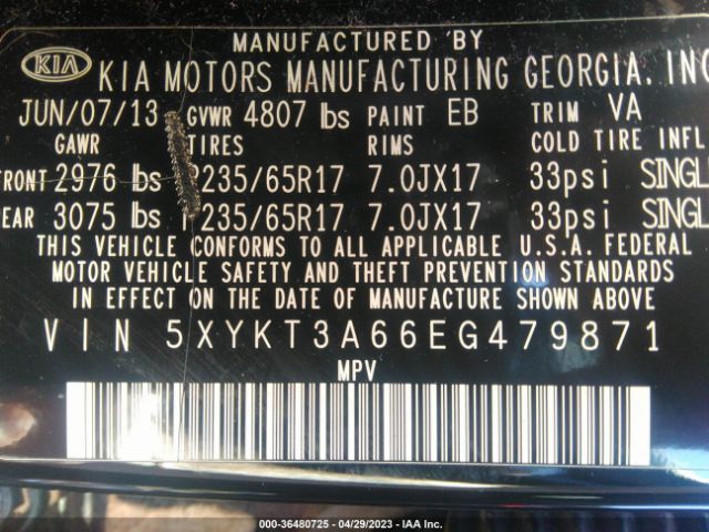 5XYKT3A66EG479871 KIA SORENTO LX