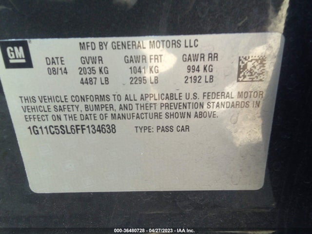 Chevrolet MALIBU LT 2015 1G11C5SL6FF134638 Image 9