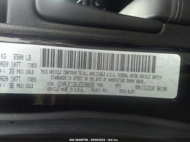 1C4RJFCG6JC238659 Jeep Grand Cherokee High Altitude