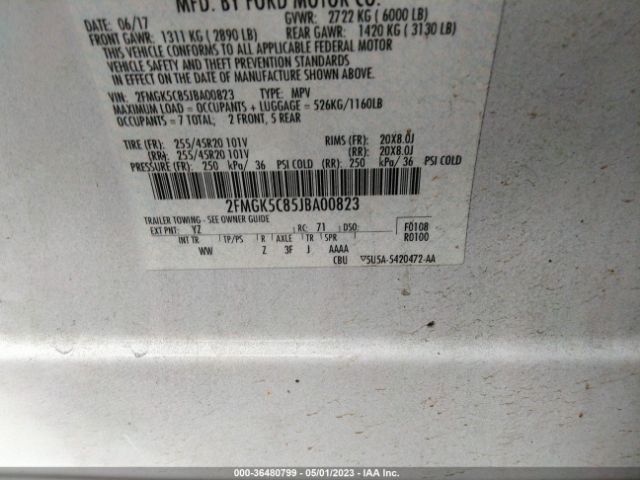 2FMGK5C85JBA00823 Ford FLEX SEL