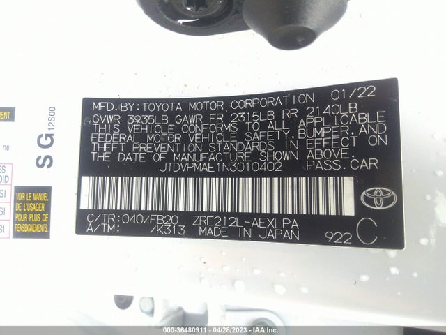 Toyota COROLLA LE 2022 JTDVPMAE1N3010402 Image 10