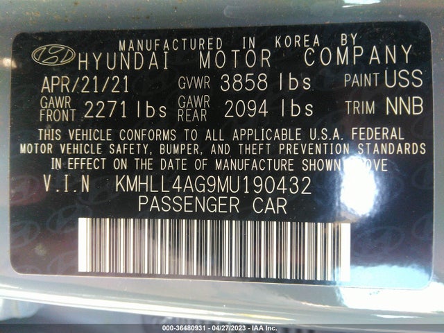 Hyundai ELANTRA SE 2021 KMHLL4AG9MU190432 Image 10