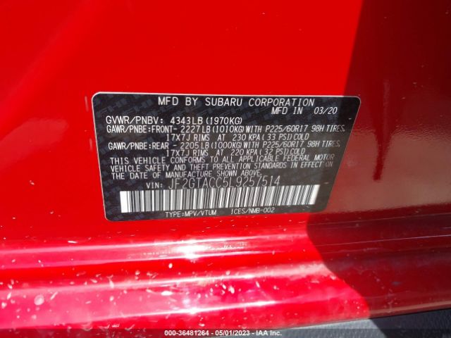 JF2GTACC5L9257514 Subaru Crosstrek Premium