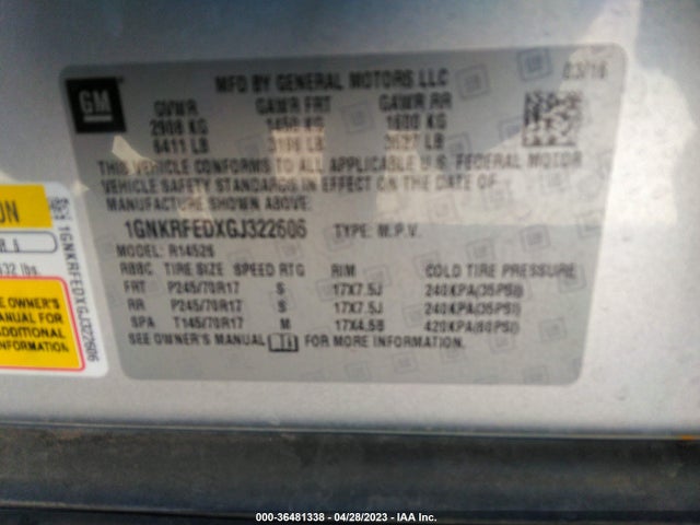 Chevrolet Traverse Ls 2016 1GNKRFEDXGJ322606 Image 9