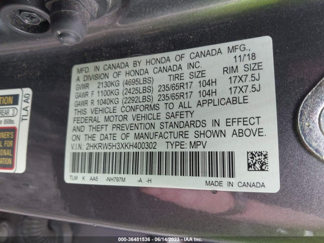 Honda CR-V LX 2019 2HKRW5H3XKH400302 Image 9