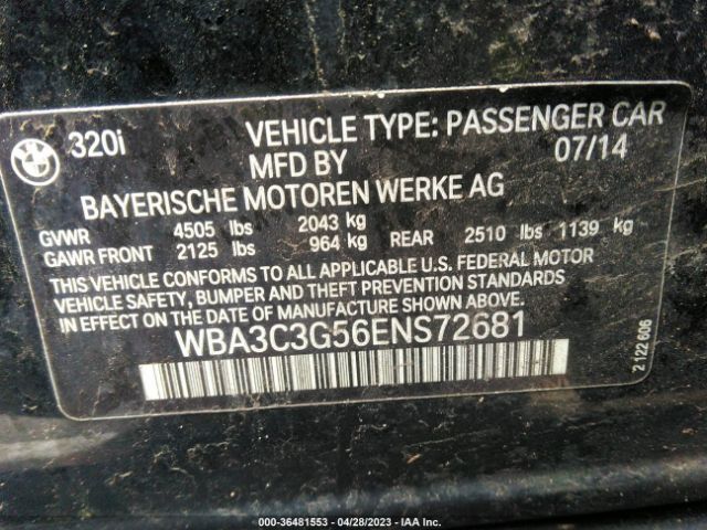WBA3C3G56ENS72681 BMW 3 Series 320i Xdrive