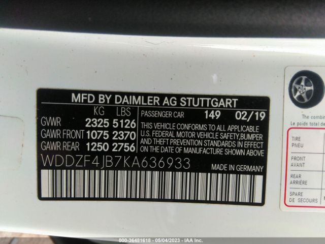 WDDZF4JB7KA636933 Mercedes-Benz E-class E 300