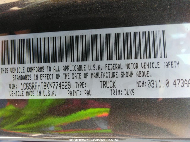 1C6SRFHT8KN774929 RAM 1500 Limited