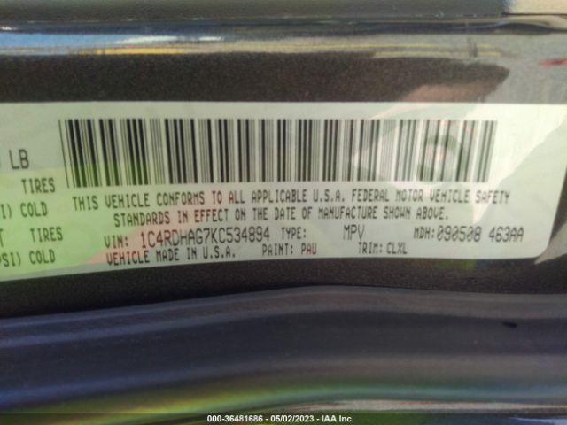 1C4RDHAG7KC534894 Dodge Durango Sxt Plus