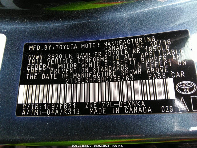 Toyota COROLLA LE 2017 2T1BURHE8HC786763 Image 11