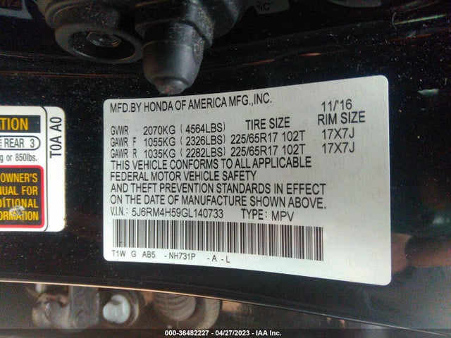 Honda CR-V EX 2016 5J6RM4H59GL140733 Image 10