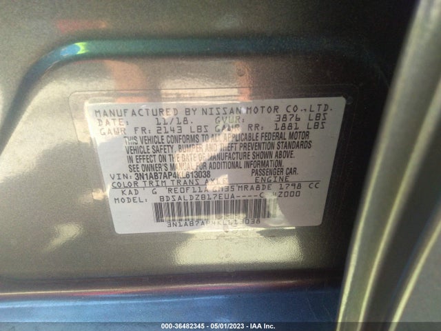 2019 NISSAN SENTRA SV VIN: 3N1AB7AP4KL613038