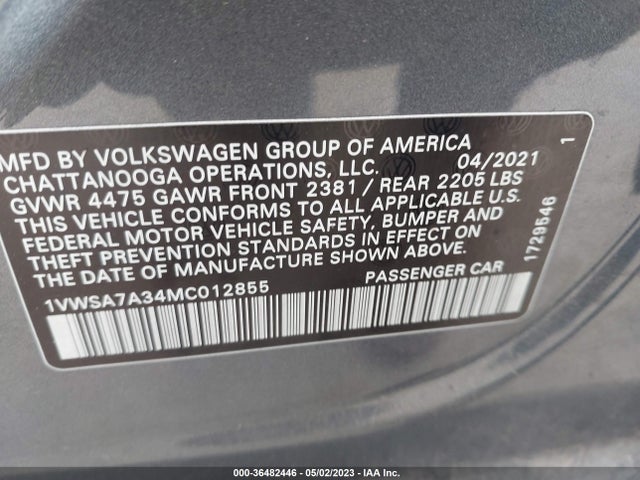 Volkswagen Passat 2.0t Se 2021 1VWSA7A34MC012855 Image 10