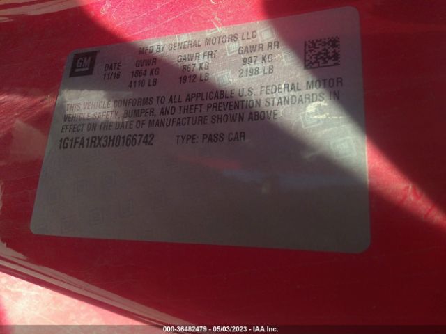 1G1FA1RX3H0166742 Chevrolet Camaro 1ls