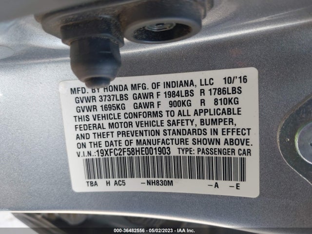 Honda Civic Sedan Lx 2017 19XFC2F58HE001903 Image 9
