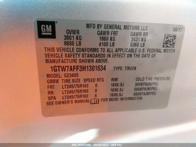 1GTW7AFF3H1301634 GMC SAVANA CARGO VAN