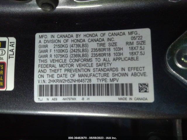 Honda CR-V EX 2022 2HKRW2H52NH645728 Image 9