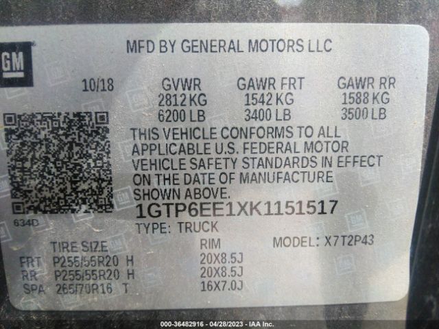 1GTP6EE1XK1151517 GMC Canyon 4wd Denali