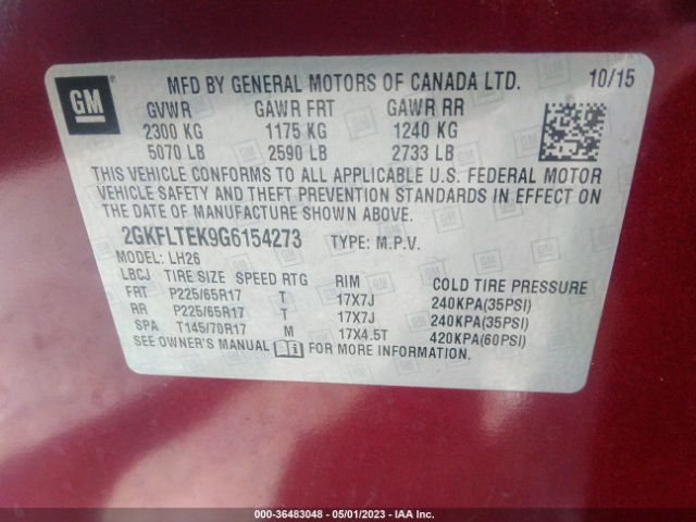 2GKFLTEK9G6154273 GMC Terrain Sle