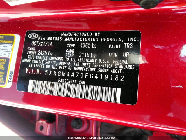 KIA Optima Lx 2015 5XXGM4A73FG419182 Image 9
