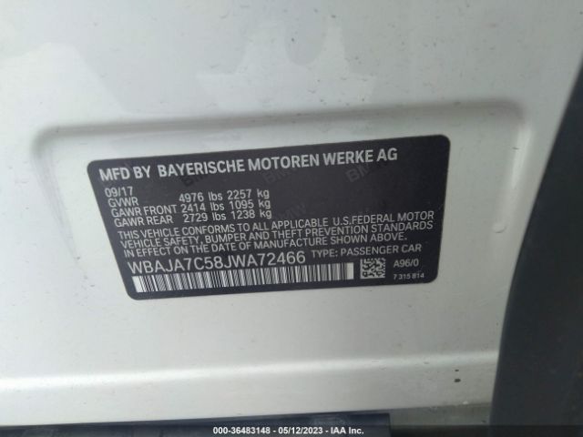 WBAJA7C58JWA72466 BMW 5 Series 530i Xdrive