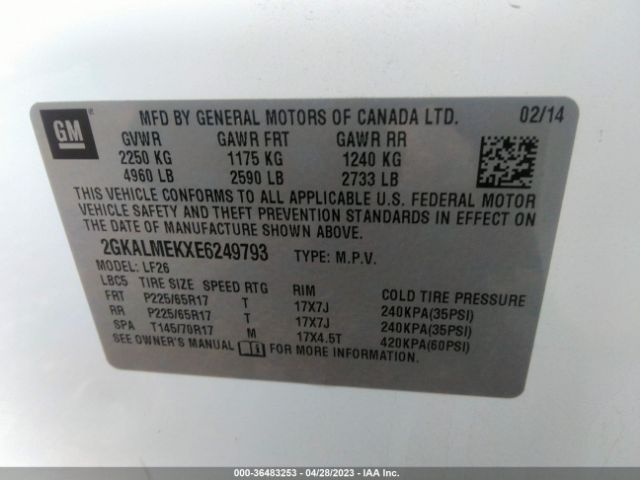 2GKALMEKXE6249793 GMC Terrain Sle
