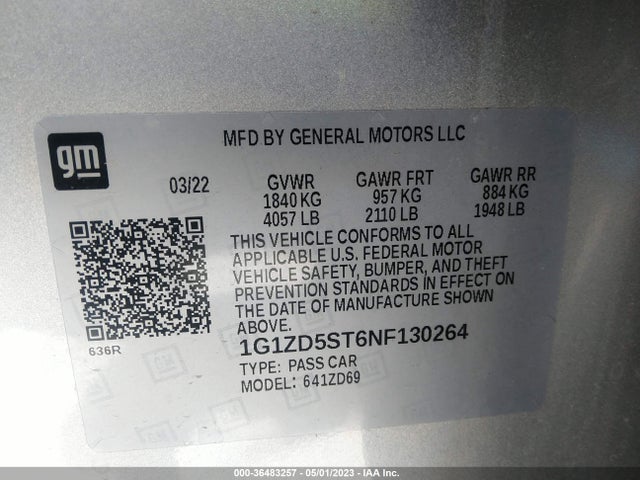 Chevrolet MALIBU LT 2022 1G1ZD5ST6NF130264 Image 9