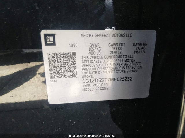 Chevrolet MALIBU LT 2021 1G1ZD5ST7MF025232 Image 9