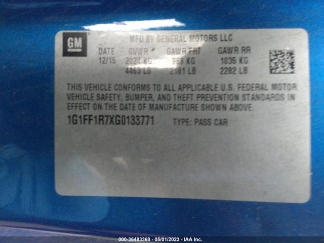 Chevrolet Camaro 1ss 2016 1G1FF1R7XG0133771 Image 10
