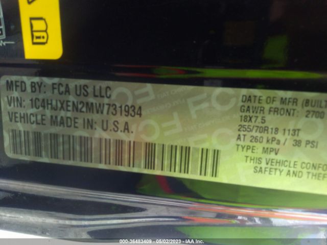 1C4HJXEN2MW731934 Jeep Wrangler Unlimited Sahara