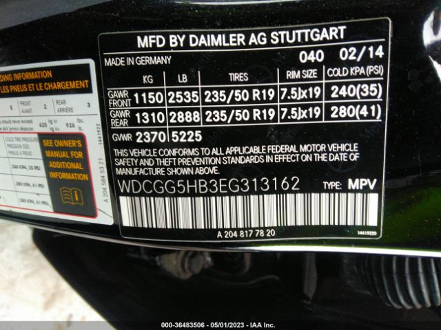 WDCGG5HB3EG313162 Mercedes-Benz Glk-class Glk 350