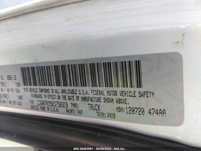 1C6RR7KM5KS750319 RAM 1500 Classic Tradesman