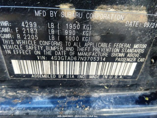 4S3GTAD67N3705314 Subaru Impreza Premium