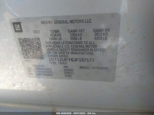 1GT12UEY6JF157177 GMC Sierra 2500hd Denali